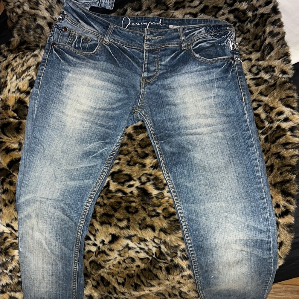Y2K Embroidered Slim Fit Jeans